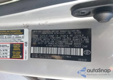 2010 Toyota Camry Le from USA, damaged, VIN 4T4BF3EK7AR062316